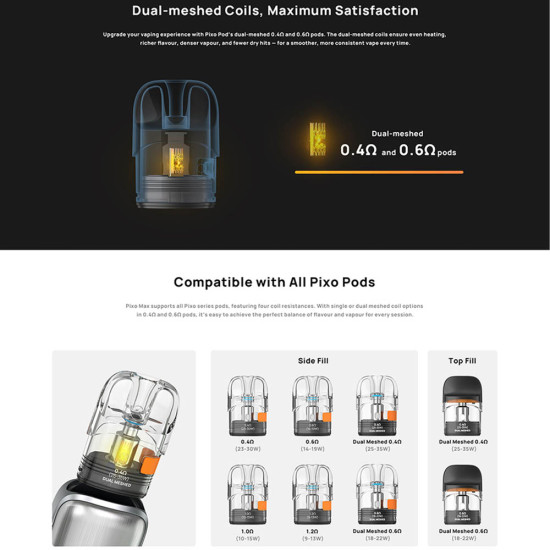 Aspire Pixo Max Pod Kit 2600mAh Brushed Silver