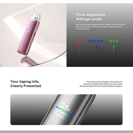Aspire Pixo Max Pod Kit 2600mAh Brushed Silver