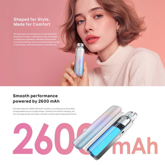 Aspire Pixo Max Pod Kit 2600mAh Brushed Silver
