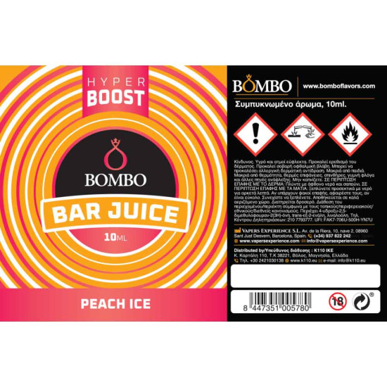 Bombo Bar Juice Hyper Boost Peach Ice 10ml/120ml