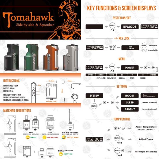 BP Mods Tomahawk SBS & Squonk Black