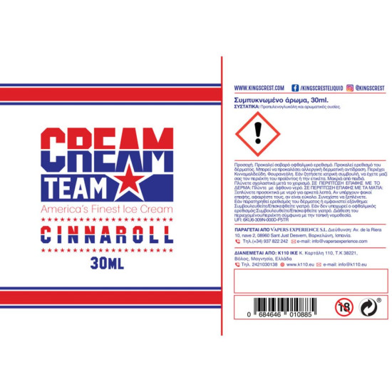 Kings Crest Cream Team Cinnaroll 30/120ml