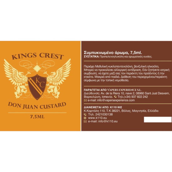 Kings Crest Don Juan Custard 7.5/30ml