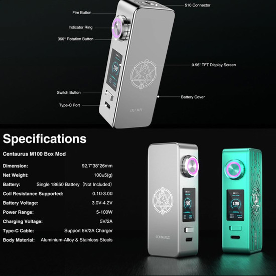 Lost Vape Centaurus M100 Mod Knight Black