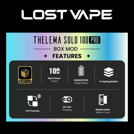 Lost Vape Thelema Solo 100 Pro 100W Mod Carbon Black