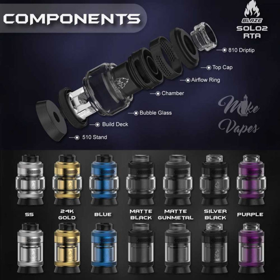 ThunderCloud x Mike Vapes Blaze Solo 2 RTA 25mm 5.5ml Matte Black