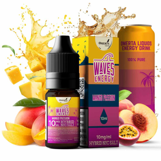 Omerta Waves Energy Mango Passion Salt E-Liquid 10ml 10mg
