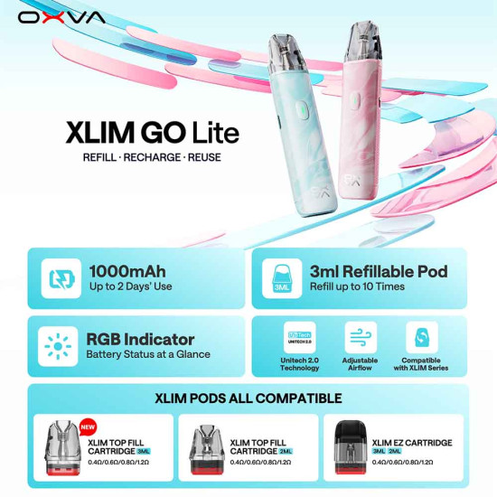 Oxva Xlim Go Lite Pod Kit 1000mAh Light Pink