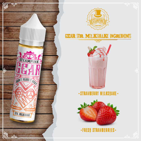 SteamPunk Flavor Shots Gear - Strawberry Milkshake 20/60ml