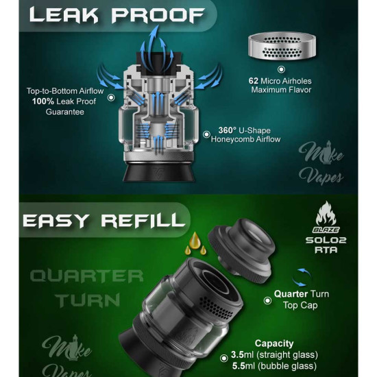 ThunderCloud x Mike Vapes Blaze Solo 2 RTA 25mm 5.5ml Matte Black