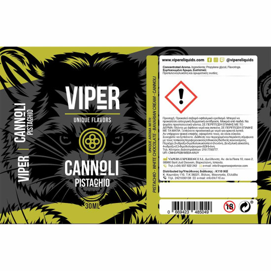 Viper Cannoli Pistachio 30/120ml